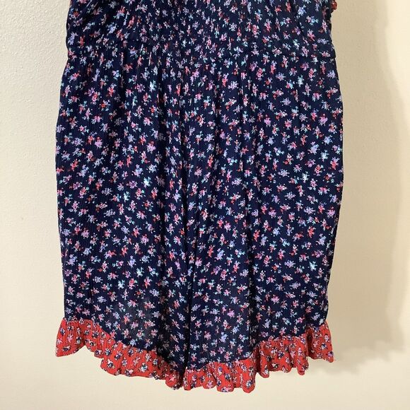 Navy Bohemian Prairie Western Hippie Coastal Cowgirl Ruffle Halter Romper XL - Picture 6 of 8